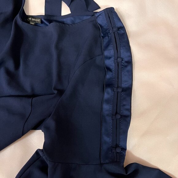 Lane Bryant Plus Navy Big Bell Sleeve V-Neck Blouse - Picture 6 of 10